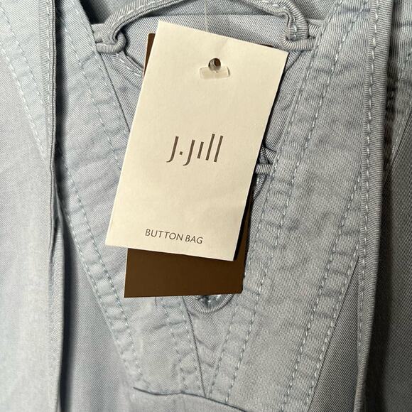 J. Jill Chambray Shirt Blue Rain Lace up Neckline Size Medium NWT - Picture 9 of 9